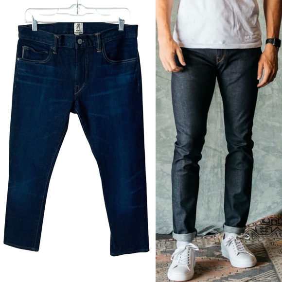 HIROSHI KATO Jeans Needle Skinny Selvedge Raw Indigo Dark Blue Denim Waist 31
